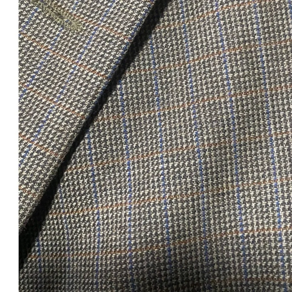 Oscar de la renta  Olive Green Micro Check Windowpane Two‎ Button Blazer.